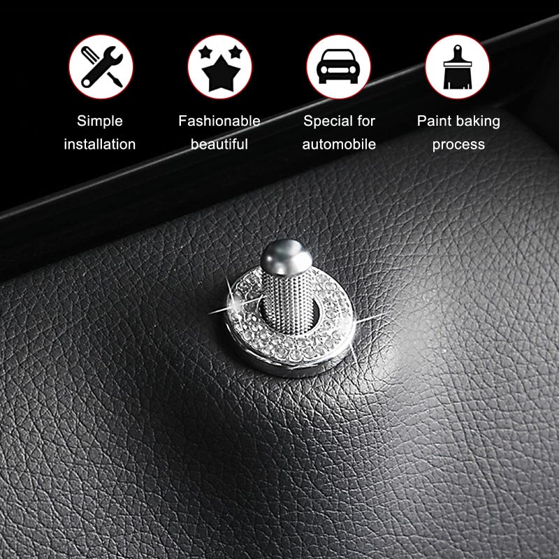 Sodcay 4 Pack Bling Car Inner Door Lock Covers, Rhinestones Pull Rod Bolt Decoration Stickers, Bling Car Accessories for Women, Compatible with Mercedes-Benz A/B/C/D/E Class (White) - Image 5