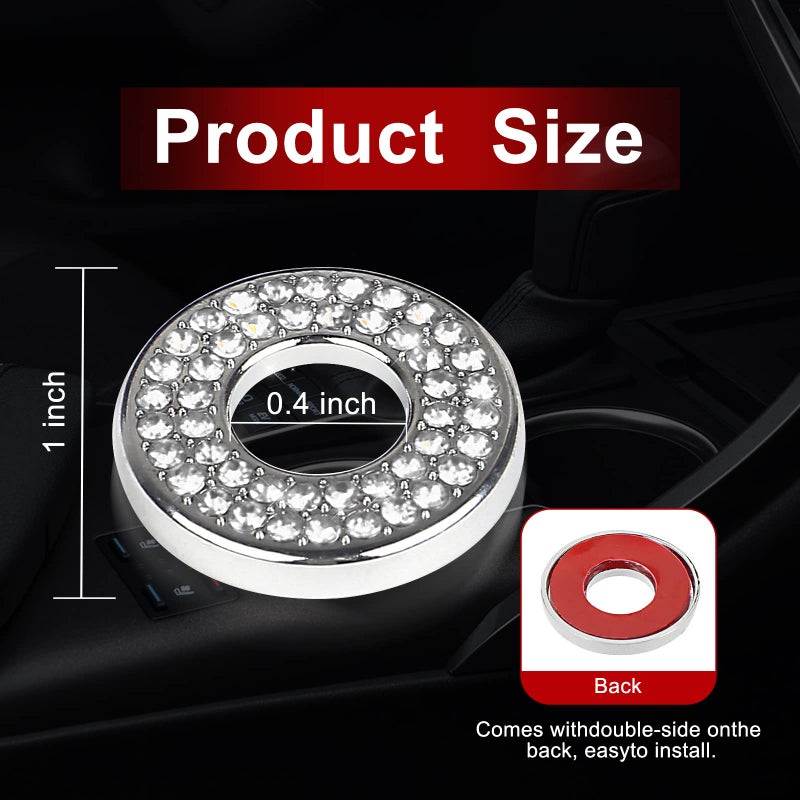 Sodcay 4 Pack Bling Car Inner Door Lock Covers, Rhinestones Pull Rod Bolt Decoration Stickers, Bling Car Accessories for Women, Compatible with Mercedes-Benz A/B/C/D/E Class (White) - Image 2