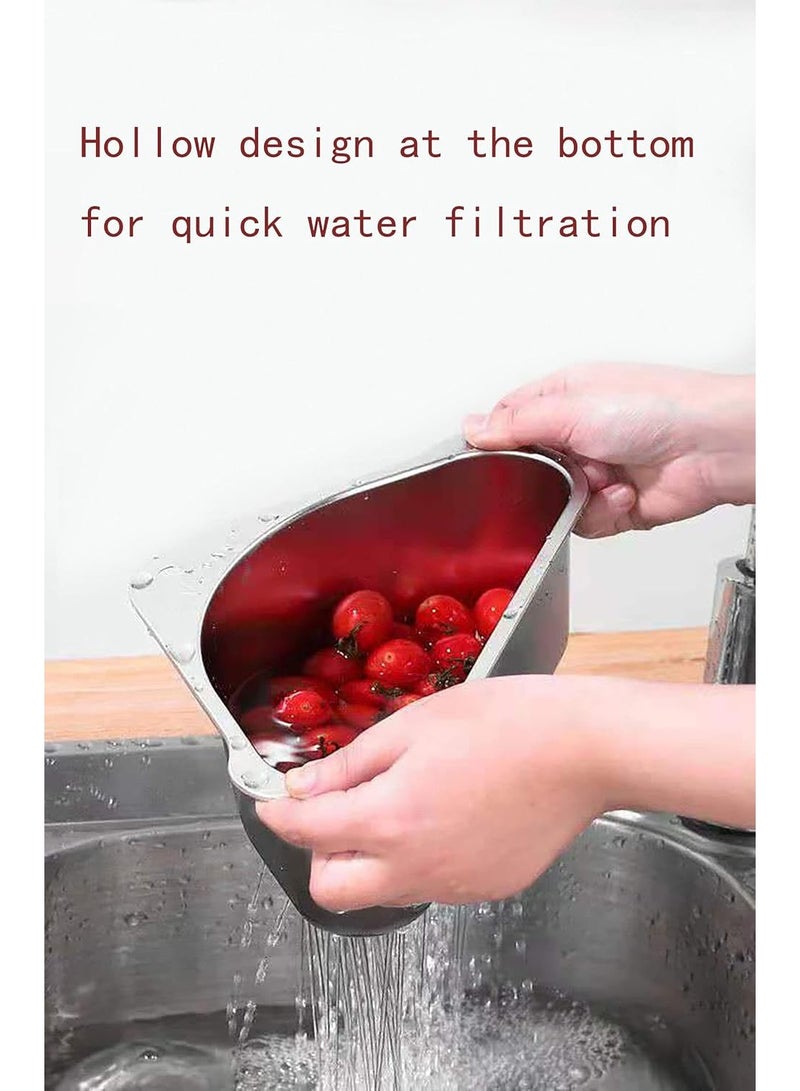 Stainless Steel Sink Strainer Basket Triangle Sink,Triangle Sink Drainer Basket for Sink Food Strainer or Storage Rack (silver) - Image 3