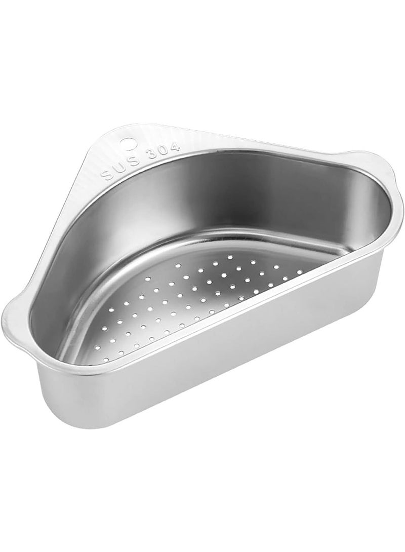 Stainless Steel Sink Strainer Basket Triangle Sink,Triangle Sink Drainer Basket for Sink Food Strainer or Storage Rack (silver) - Image 1