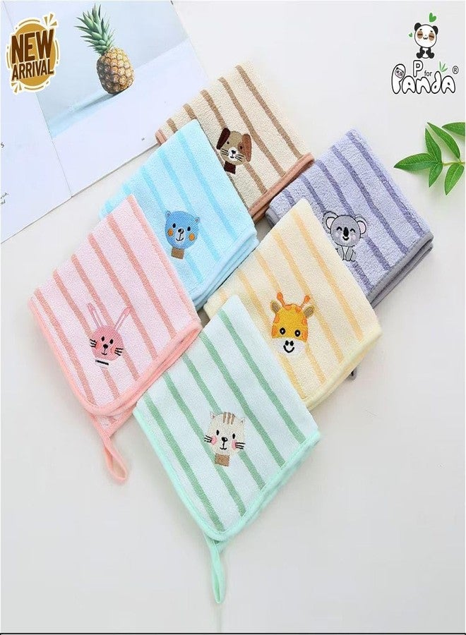 TENIYU Baby Washcloths Ultra Soft Cotton Face Hanky & Towels with Cute Animal Embroidery, Gentle for Newborns & Toddlers,30x30 cm (Multicolor)(Pack of 6) (Baby Napkin 7731) - Image 2