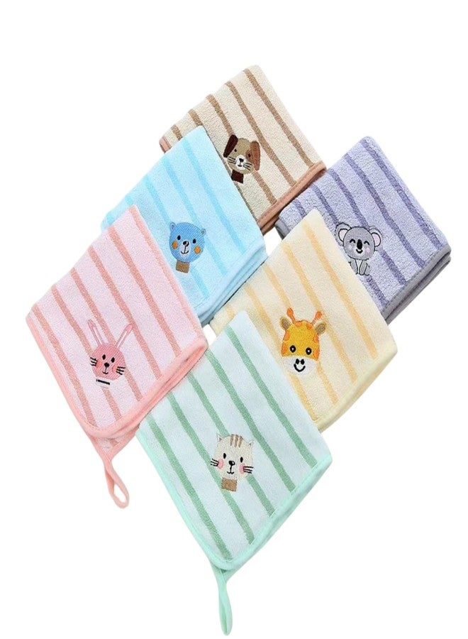 TENIYU Baby Washcloths Ultra Soft Cotton Face Hanky & Towels with Cute Animal Embroidery, Gentle for Newborns & Toddlers,30x30 cm (Multicolor)(Pack of 6) (Baby Napkin 7731) - Image 1