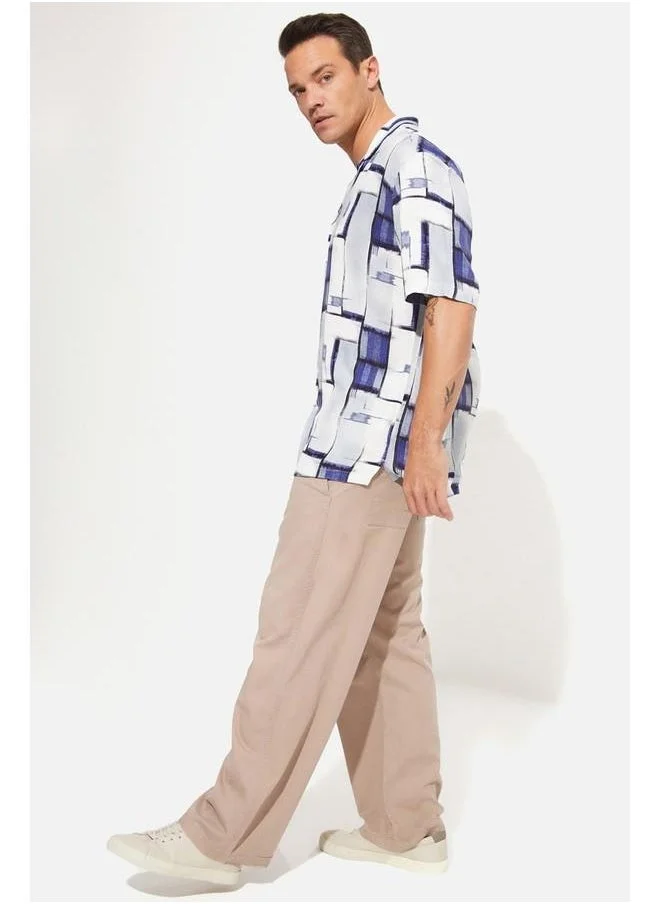JUNE June Exclusive Men Patterned Short Sleeve Shirt White - Blue