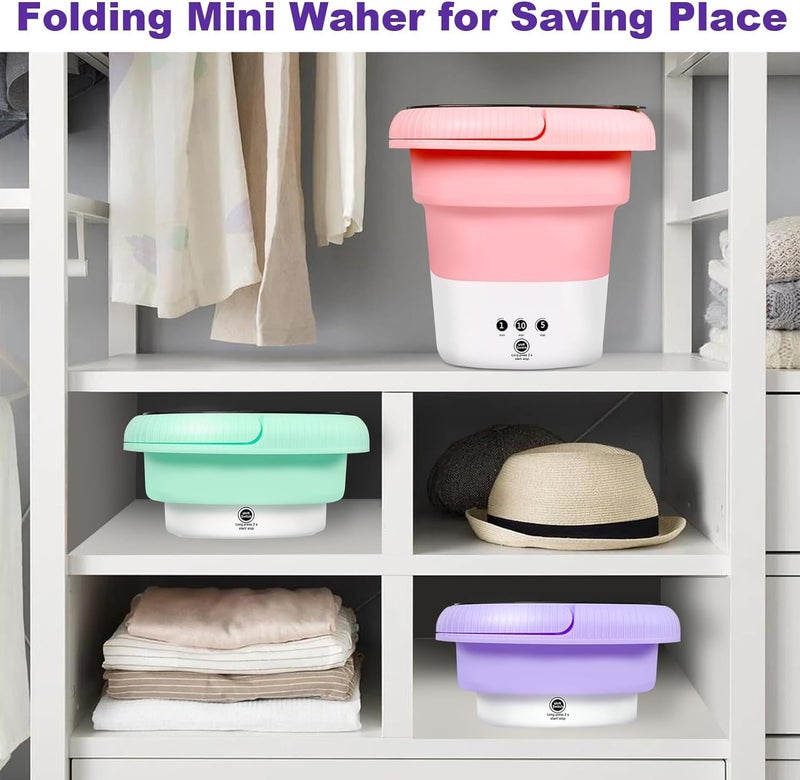 HULKNPEW 6.5L Folding Washing Machine,Portable Washing Machine,Small Washer with 3 Modes Deep Cleaning & Spin-dry,Easy to Carry,Suitable for Apartments, Dormitories, Camping, RV, Travel,Hotels-Purple - Image 5