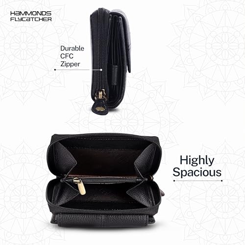 HAMMONDS FLYCATCHER Leather Ladies Wallet for Woman with 14 Card Slots - Clutch Purse for Women, Ladies Wallet for Women Stylish, Ladies Purse for Women Wallet, Gift for Womens - Black - Image 4