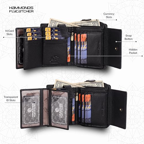 HAMMONDS FLYCATCHER Leather Ladies Wallet for Woman with 14 Card Slots - Clutch Purse for Women, Ladies Wallet for Women Stylish, Ladies Purse for Women Wallet, Gift for Womens - Black - Image 3