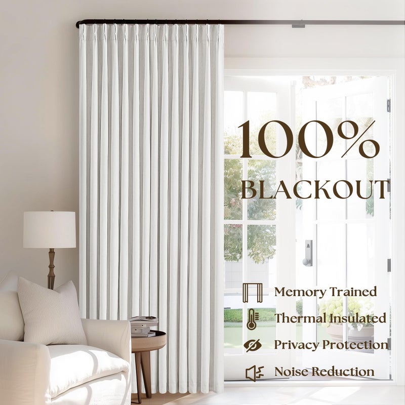 TWODRAPES 90 Inch Linen Blackout Curtains Pinch Pleated for Living Room Thermal Noise Reduction Two Layer 100% Black Out Curtains with Liner Back Tab Pinch Pleat Rings Hooks Window Drapes Track Ivory - Image 3