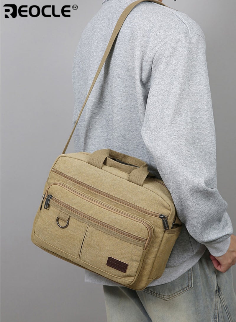 ريوكل حقيبة عمل رجالية من القماش المتين متعدد السحابات واسعة ومناسبة للحمل باليد أو على الكتف مزودة بجيوب منظمة للاستخدام اليومي في التنقلات والمكتب - Image 1