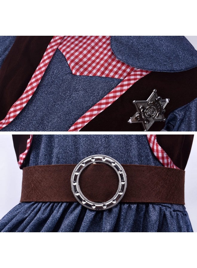 ZZIHAN ZZIHAN Kids Cowgirl Costume Dress Outfits for Girls Role Play Cowboy Cowgirl Hat Bandanas Belt Sunglasses Dress up Accessories for Girl Birthday Party Halloween Christmas Cosplay Gift Costume 8-10Year  - Image 3