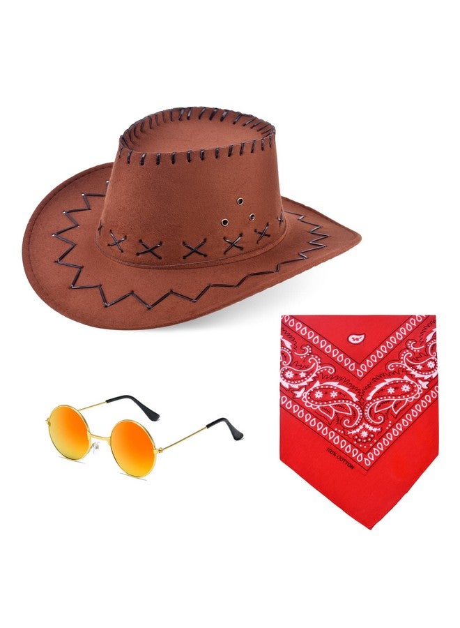 ZZIHAN ZZIHAN Kids Cowgirl Costume Dress Outfits for Girls Role Play Cowboy Cowgirl Hat Bandanas Belt Sunglasses Dress up Accessories for Girl Birthday Party Halloween Christmas Cosplay Gift Costume 8-10Year  - Image 5