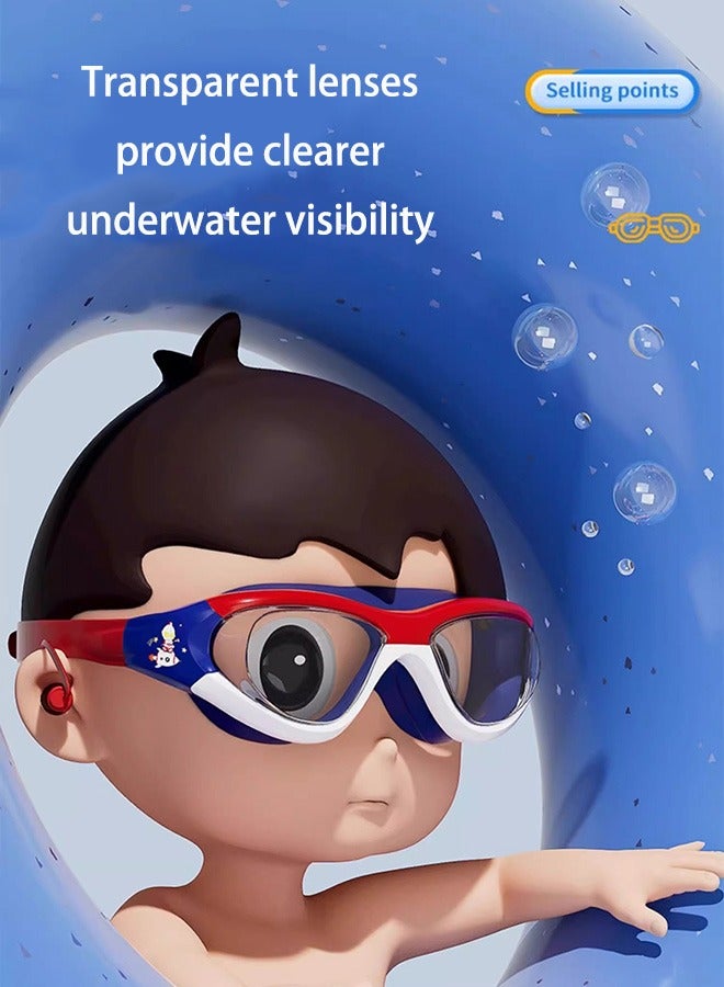 Kids Swimming Goggles, Kids Cartoon Swim Goggles Junior Children Girls Boys Age 3-12, Anti-Fog, Waterproof, UV Protection Lenses, Crystal Clear Wide Vision（Red Blue） - Image 4