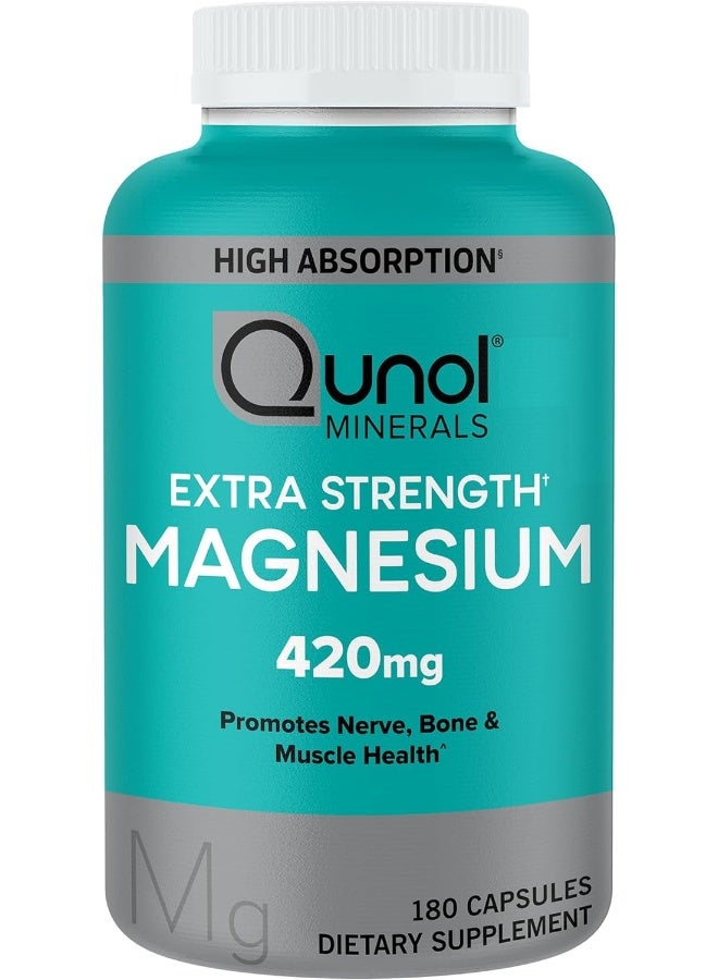 كونول كبسولات مغنيسيوم 420 ملجم، 100% يومية، مكمل مغنيسيوم عالي الامتصاص، قوة إضافية، مكمل غذائي لصحة العظام والعضلات، 180 كبسولة