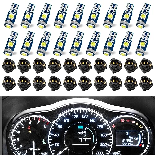 QUICTO Led Bulb Dash Lights Super Bright T5 37 74 LED Bulb with Twist Lock Socket PC74 PC37 for Car Bulb Air Conditioning Light Clock Light White - Image 1