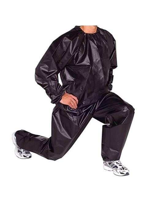Sauna Sweat Suit for Women/Men with Hoodie Zipper Weight Loss Fitness Exercise Gym Workout Suit Top Pants(XL Size)