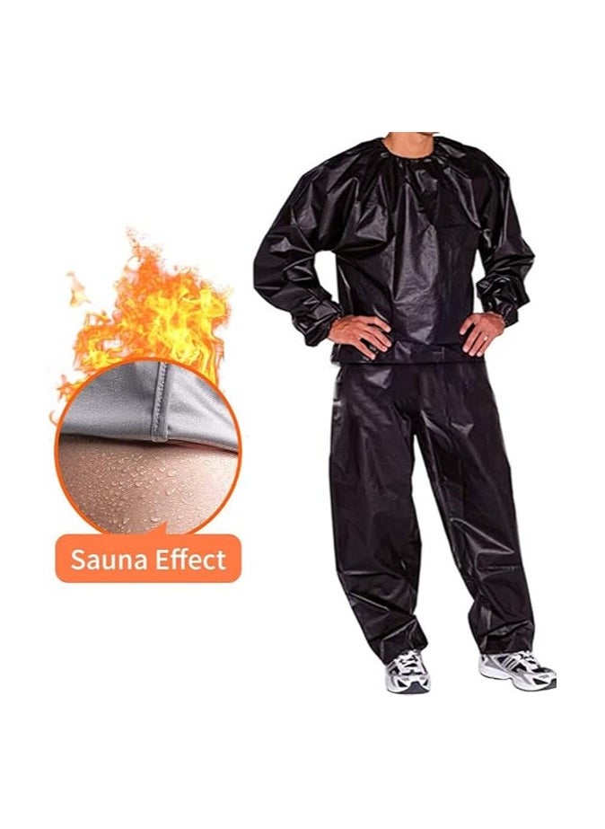 Sauna Sweat Suit for Women/Men with Hoodie Zipper Weight Loss Fitness Exercise Gym Workout Suit Top Pants(XL Size)