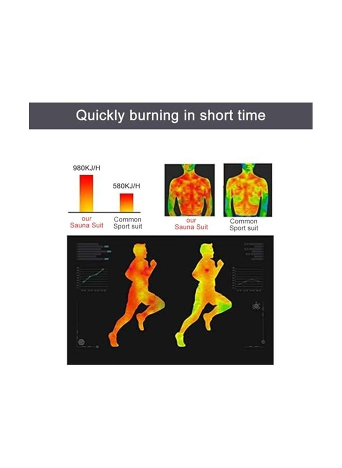 Sauna Sweat Suit for Women/Men with Hoodie Zipper Weight Loss Fitness Exercise Gym Workout Suit Top Pants(XL Size)