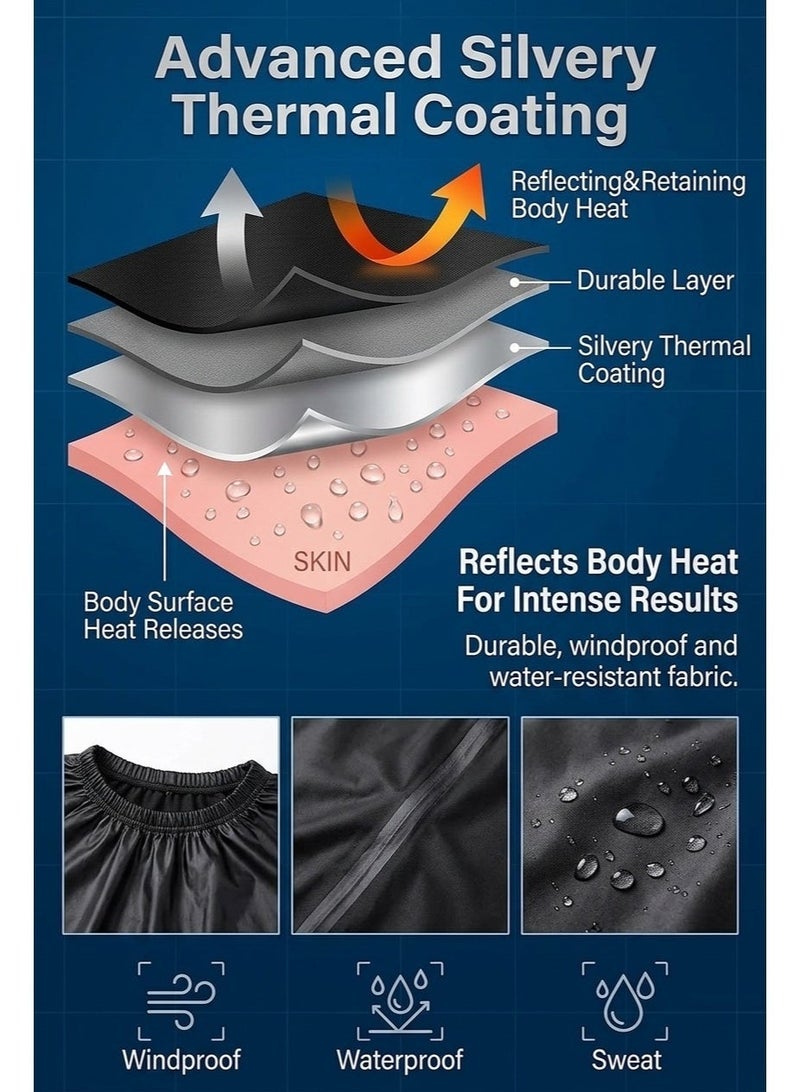 بدلة ساونا رياضية للنساء/الرجال مع هودي وسحاب وبدلة رياضية لفقدان الوزن وبنطلون علوي (مقاس XL) - Image 5