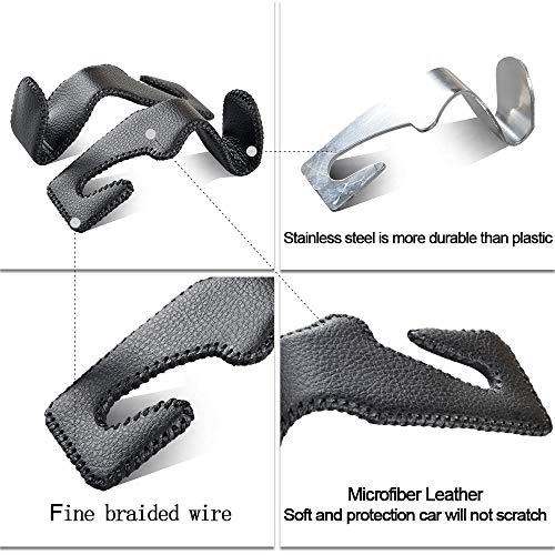 yicheyiyou Car Hooks Universal Car Vehicle Back Seat Headrest Hanger Holder Hook Microfiber Leather & Stainless Steel for Bag Purse Cloth Drink Grocery (Black red)… - Image 4