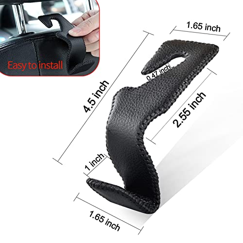 yicheyiyou Car Hooks Universal Car Vehicle Back Seat Headrest Hanger Holder Hook Microfiber Leather & Stainless Steel for Bag Purse Cloth Drink Grocery (Black red)… - Image 3