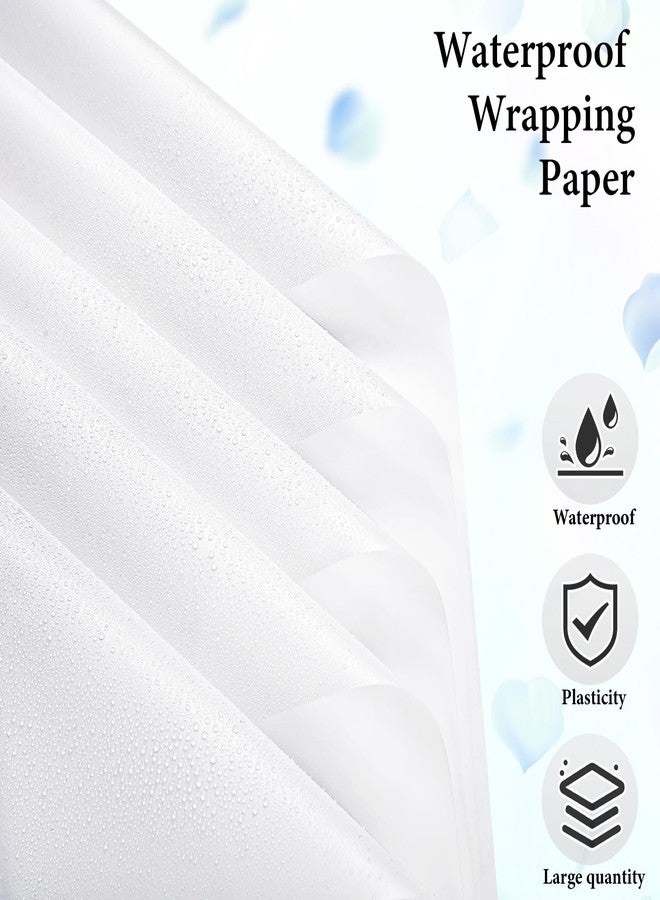 woric 25 Sheets Flower Bouquet Wrapping Paper, White Waterproof Floral Wrapping Paper Florist Supplies for Valentine's Day Birthday Party Gifts Packaging DIY Crafts - Image 3