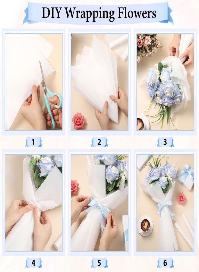 woric 25 Sheets Flower Bouquet Wrapping Paper, White Waterproof Floral Wrapping Paper Florist Supplies for Valentine's Day Birthday Party Gifts Packaging DIY Crafts - Image 4