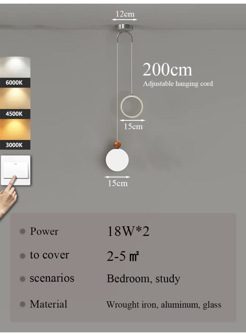 Three-color dimmable small pendant light for the bedroom, bedside, or home office - Image 2