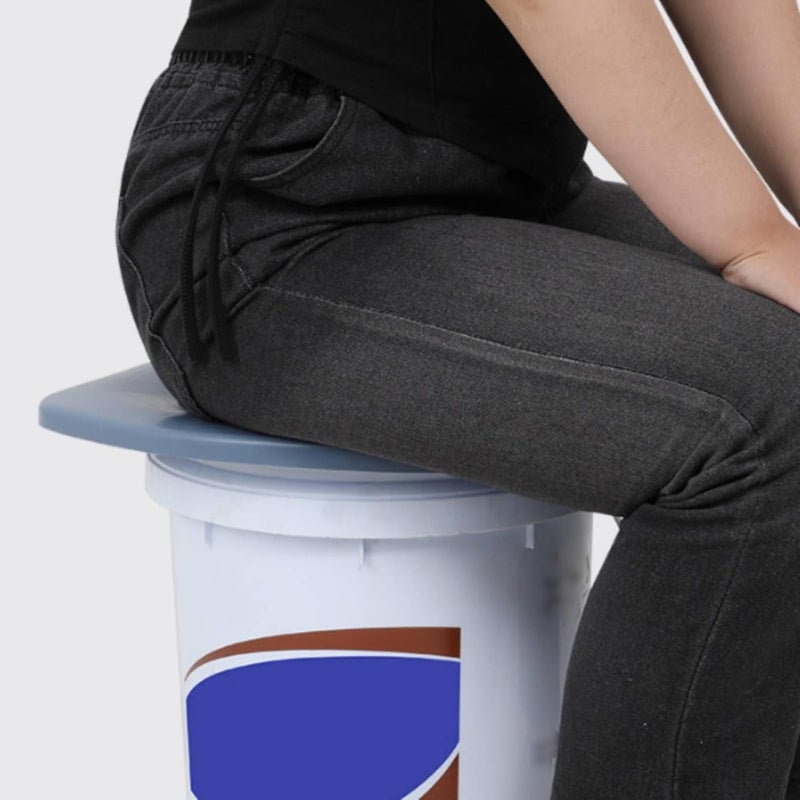 Toilet Seat Pressure Resistant Portable Commode Seat Sturdy Portable Toilet Cover for Construction Workers, Campers, L, With Lid - Image 4