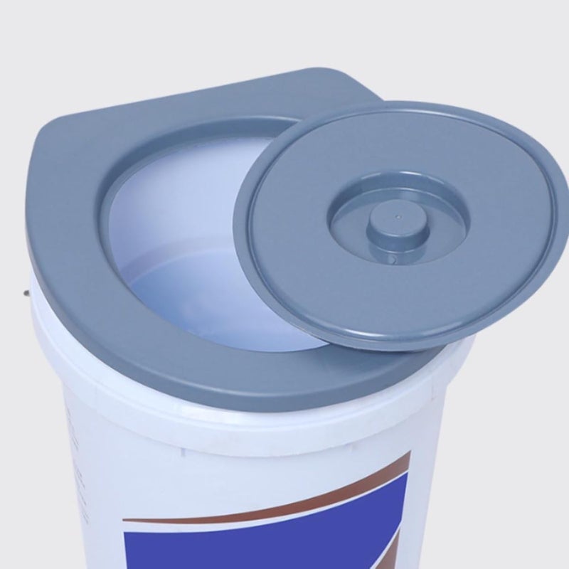 Toilet Seat Pressure Resistant Portable Commode Seat Sturdy Portable Toilet Cover for Construction Workers, Campers, L, With Lid - Image 2