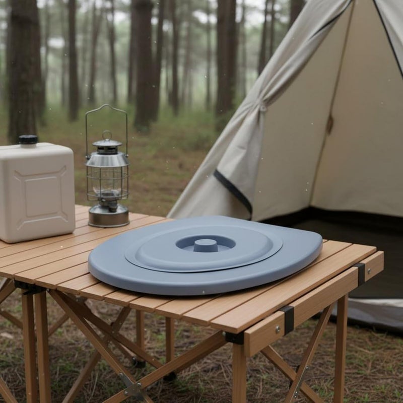 Toilet Seat Pressure Resistant Portable Commode Seat Sturdy Portable Toilet Cover for Construction Workers, Campers, L, With Lid - Image 5