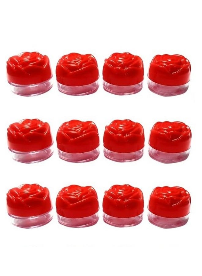 Generic Shree MAHA Mini Cream Jar, 10ml Cosmetic Flowered Shape Screw Jar - Refillable Leak-Proof Travel Dispenser for Makeup, Face, Body, Hand Cream - Pack of 12 PCS, Red  - Image 1