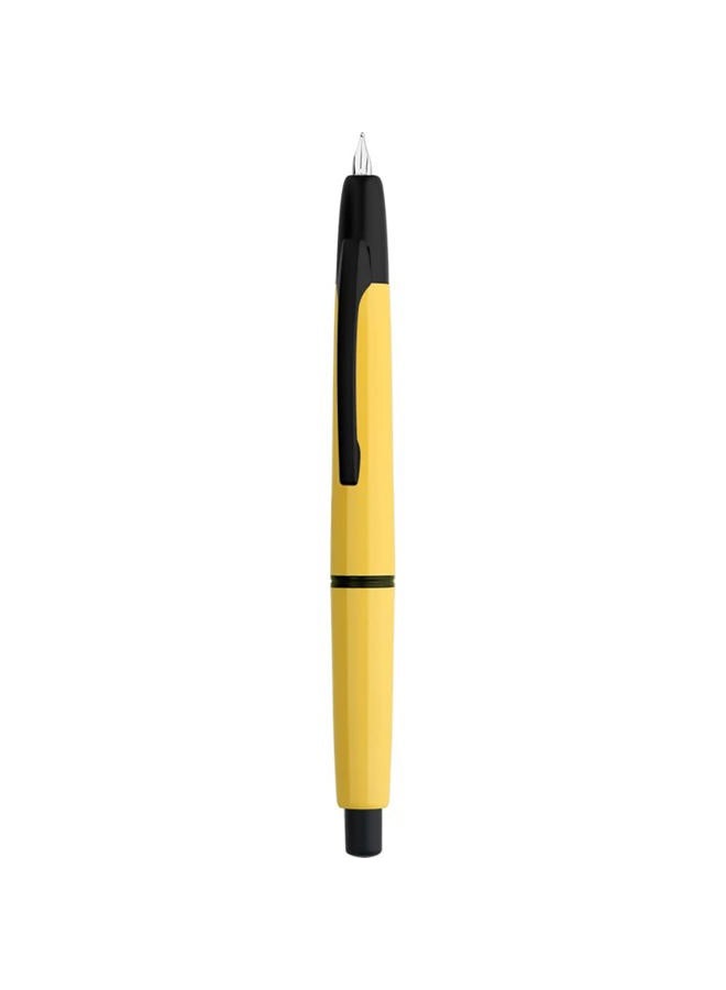 erofa Majohn A2 Press Fountain Pen Extra Fine Nib with Box, Retractable Yellow Resin Ink Pen with Converter Writing Pen Set (Black Clip Version) - Image 1