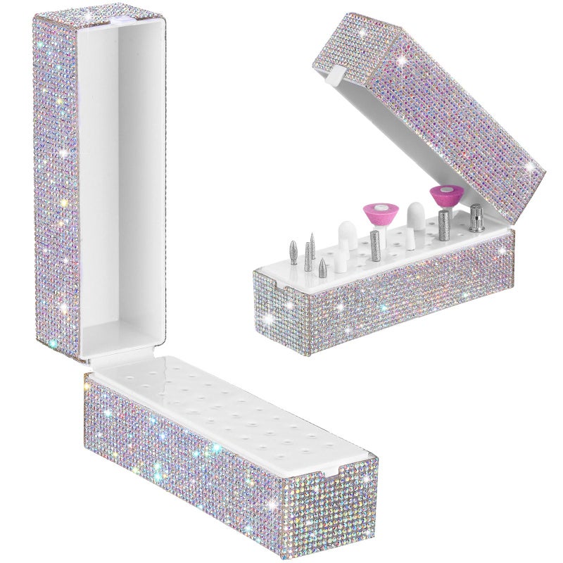 Colingmill Nail Drill Bits Holder Rhinestone Case Box Bling Displayer Holder Dustproof 30 Holes Organizer Container for Nail Tech Manicure Tools - Image 1