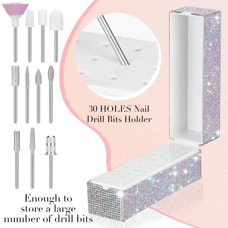 Colingmill Nail Drill Bits Holder Rhinestone Case Box Bling Displayer Holder Dustproof 30 Holes Organizer Container for Nail Tech Manicure Tools - Image 4