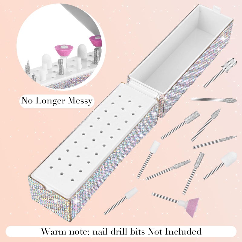 Colingmill Nail Drill Bits Holder Rhinestone Case Box Bling Displayer Holder Dustproof 30 Holes Organizer Container for Nail Tech Manicure Tools - Image 2