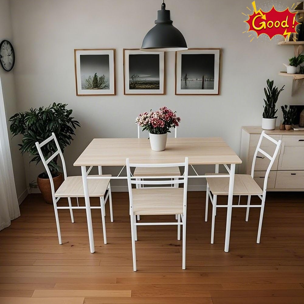 Viola 1 + 4 Dining Set 5-Piece Comfortable Dining Set Kitchen Dining Table With 4 Dining Chairs Modern Design Furniture For Dining Room - Light Oak