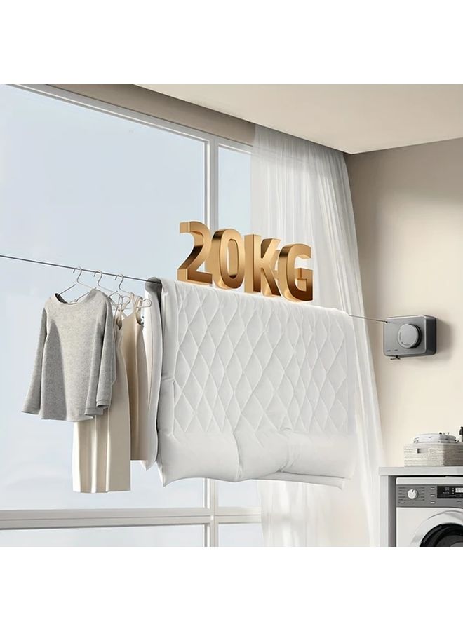 White Retractable Stainless Steel Indoor Clothes Drying Rope For Balcony Bathroom - Image 1