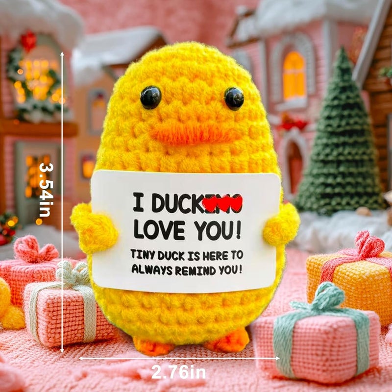 Happy Threads Duckling Love Plush with Inspirational Message Card, Handmade Crochet Emotional Support Keepsake, Cute Desk & Shelf Décor, Love Gift for Partners, Friends & Family - Image 3