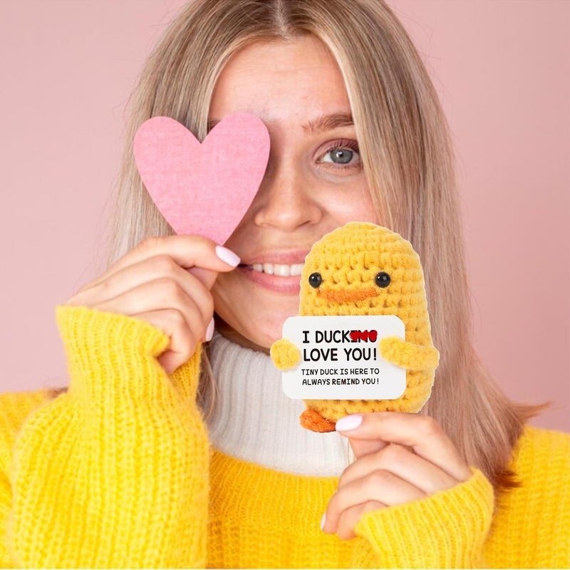 Happy Threads Duckling Love Plush with Inspirational Message Card, Handmade Crochet Emotional Support Keepsake, Cute Desk & Shelf Décor, Love Gift for Partners, Friends & Family - Image 4
