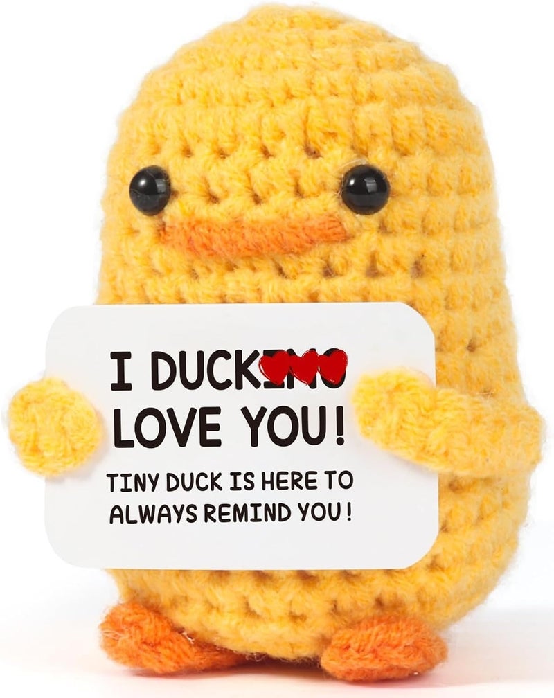 Happy Threads Duckling Love Plush with Inspirational Message Card, Handmade Crochet Emotional Support Keepsake, Cute Desk & Shelf Décor, Love Gift for Partners, Friends & Family - Image 1