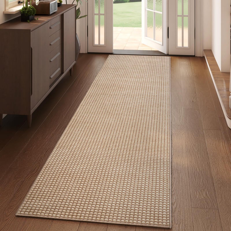 YDKGL 2x6 ft Boho Kitchen Runner Rugs Mat Non Slip Woven Runners for Hallways Washable, Soft Long Entryway Laundry Hall Floor Runner Carpet for Indoor Backdoor Bedroom Kitchen Living Room, Brown - Image 2