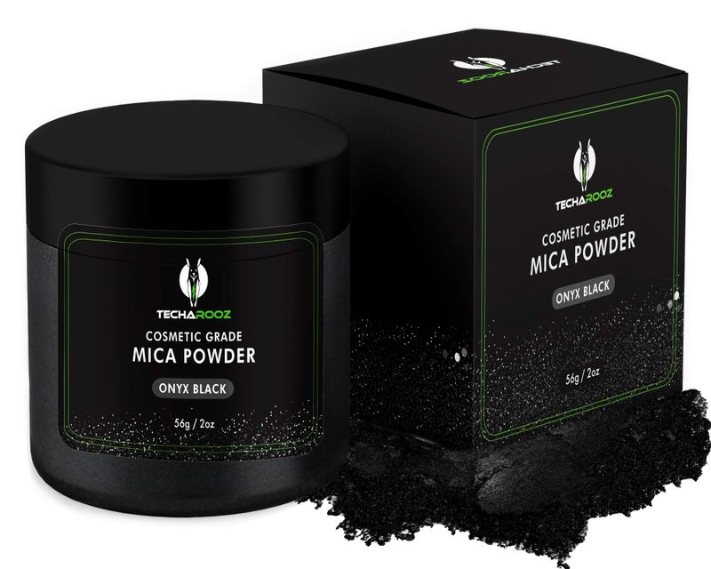 TECHAROOZ Black Mica Powder For Epoxy Resin 56G / 2Oz. Jar - Techarooz 2 Tone Resin Dye Color Pigment Powder For Lip Gloss  Nails  Colorant For Slime Bath Bombs Soap Making & Polymer Clay - Image 1