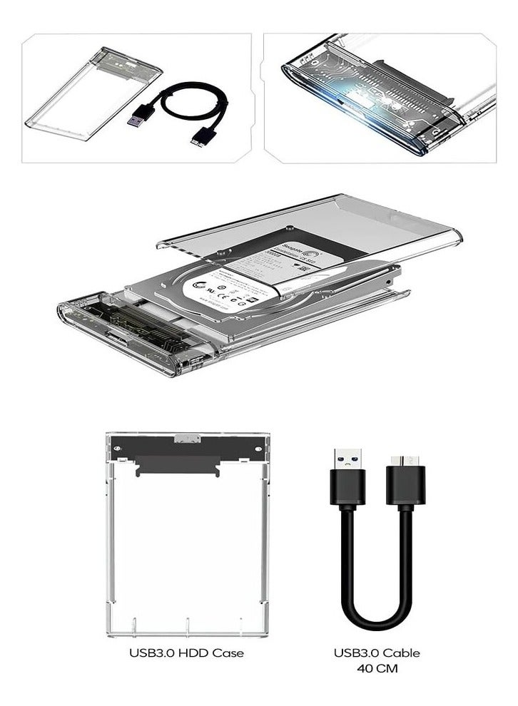 حافظة هارد بمنفذ USB 3.0/2.0، راك 2.5 بوصة، شفاف - Image 2