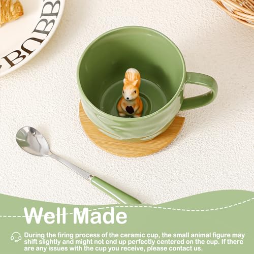 BigNoseDeer Squirrel Gifts for Women Men Cute Squirrel Ceramic Mug Hidden 3D Animal Inside Unqiue Coffee Mug Tea Cup with Lid Spoon Cool Stuff Home Decor Christmas Birthday Gifts for Her Friends Sisters Besties - Image 5