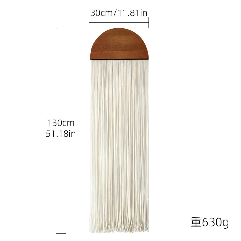 Bohemian Handwoven Cotton Wall Tapestry with Pine Wood Board and Tassels for Home Decor - Image 1