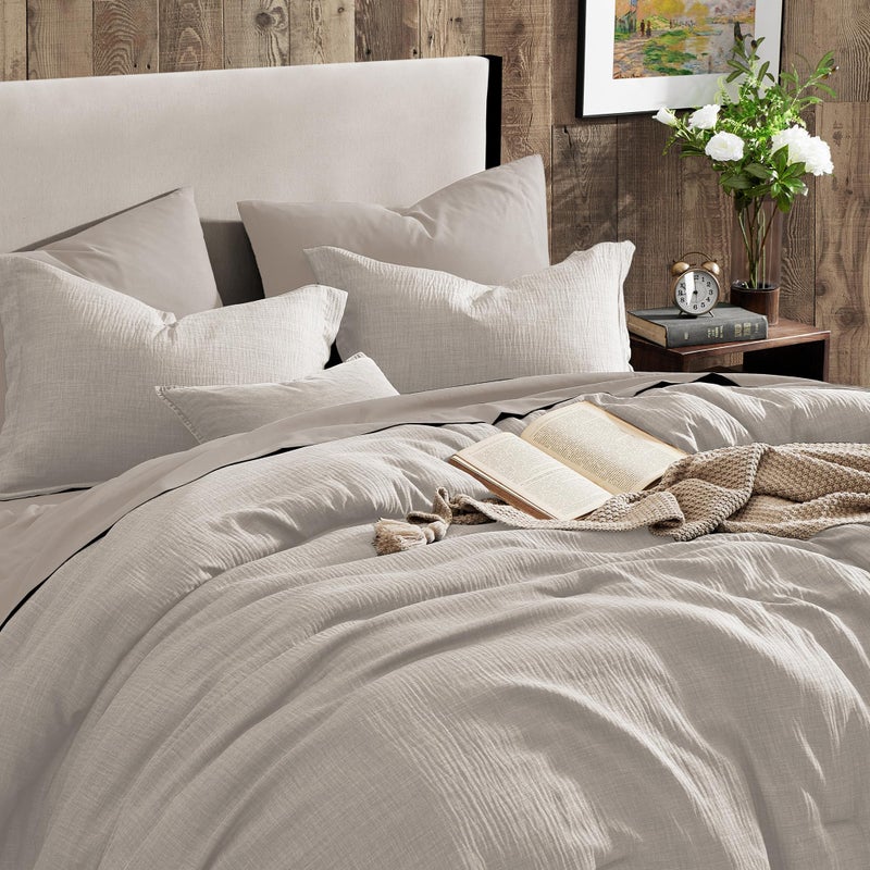 Geniospin King Size Comforter Set- 7 Piece Ivory Textured King Bedding Set, Soft Solid Bed in a Bag for All Season, King Comforter Set with Sheets(Ivory,102''x90'') - Image 4