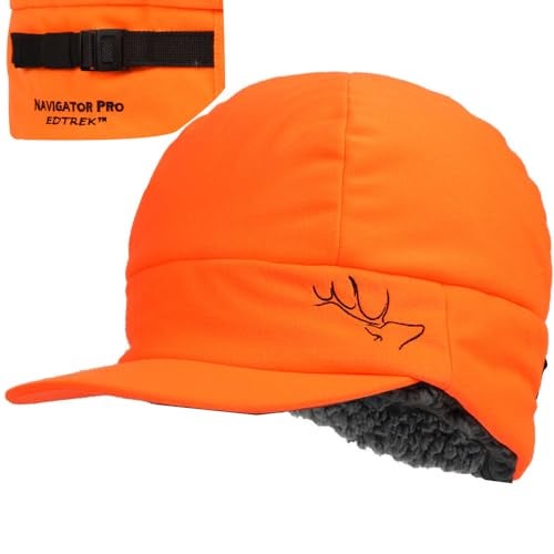 EDTREK Weaterproof Insulated Winter Hat with Flat Brim and Adjustable Webbing Waterproof and Windproof Backcountry Hat for Hunting Fishing HikingBlaze Orange Large - Image 1