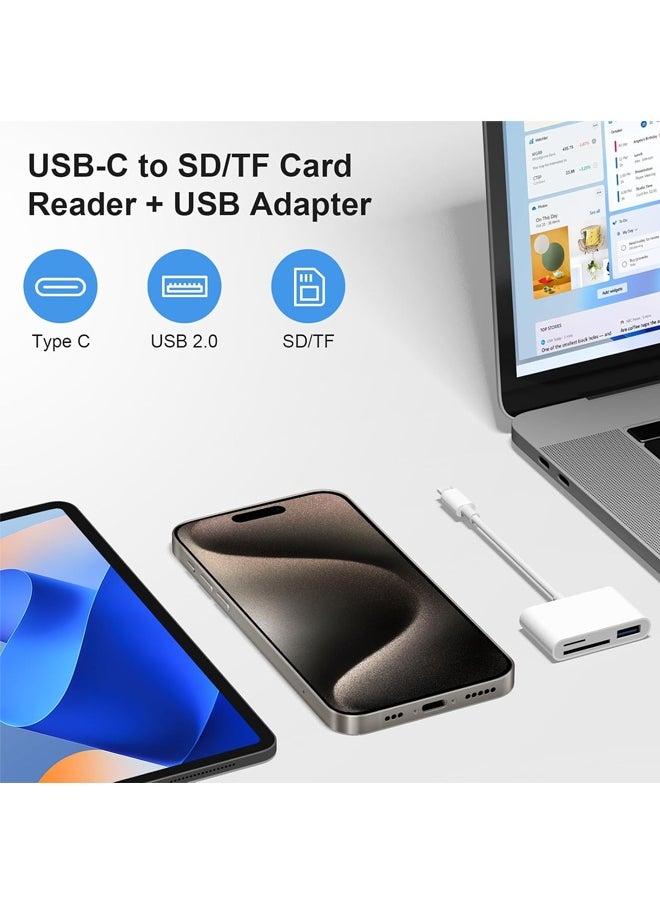 X-level SD Card Reader for iPhone 16, USB C SD Card Reader 3 in 1 USB 3 Slots iPhone iPad Mac Digital Camera Memory Card Reader, Plug & Play Compatible For SD Micro SD Compatible With Printer Mouse Keyboard Samsung Laptop white  - Image 4