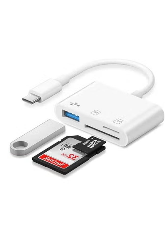 X-level SD Card Reader for iPhone 16, USB C SD Card Reader 3 in 1 USB 3 Slots iPhone iPad Mac Digital Camera Memory Card Reader, Plug & Play Compatible For SD Micro SD Compatible With Printer Mouse Keyboard Samsung Laptop white  - Image 1