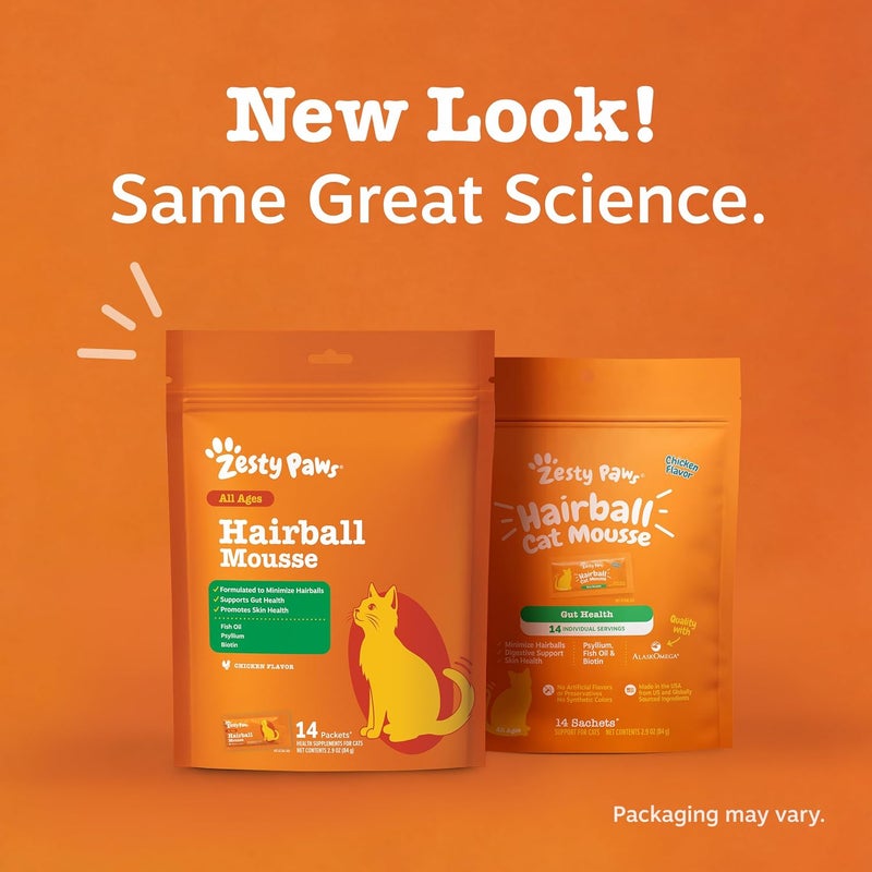 Zesty Paws Hairball Cat Mousse - Hairball Treats for Cats Digestive Support - Lickable Cat Vitamin Treats for Skin & Gut Health - Squeezeable Puree Tube for Furball Relief - Chicken 14ct - Image 5