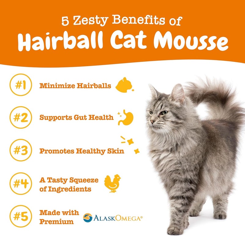 Zesty Paws Hairball Cat Mousse - Hairball Treats for Cats Digestive Support - Lickable Cat Vitamin Treats for Skin & Gut Health - Squeezeable Puree Tube for Furball Relief - Chicken 14ct - Image 2